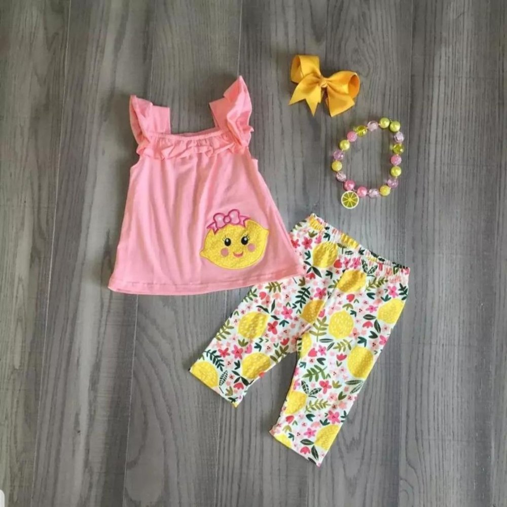 Girls Boutique 4 piece Happy Lemon capri set   (NEW)